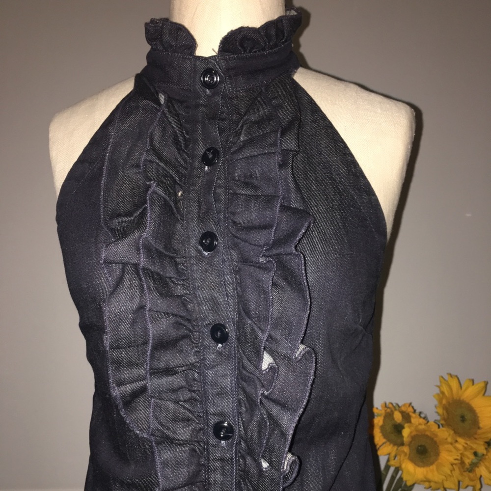 Ruffle Denim Mini Dress From 7 for All Mankind